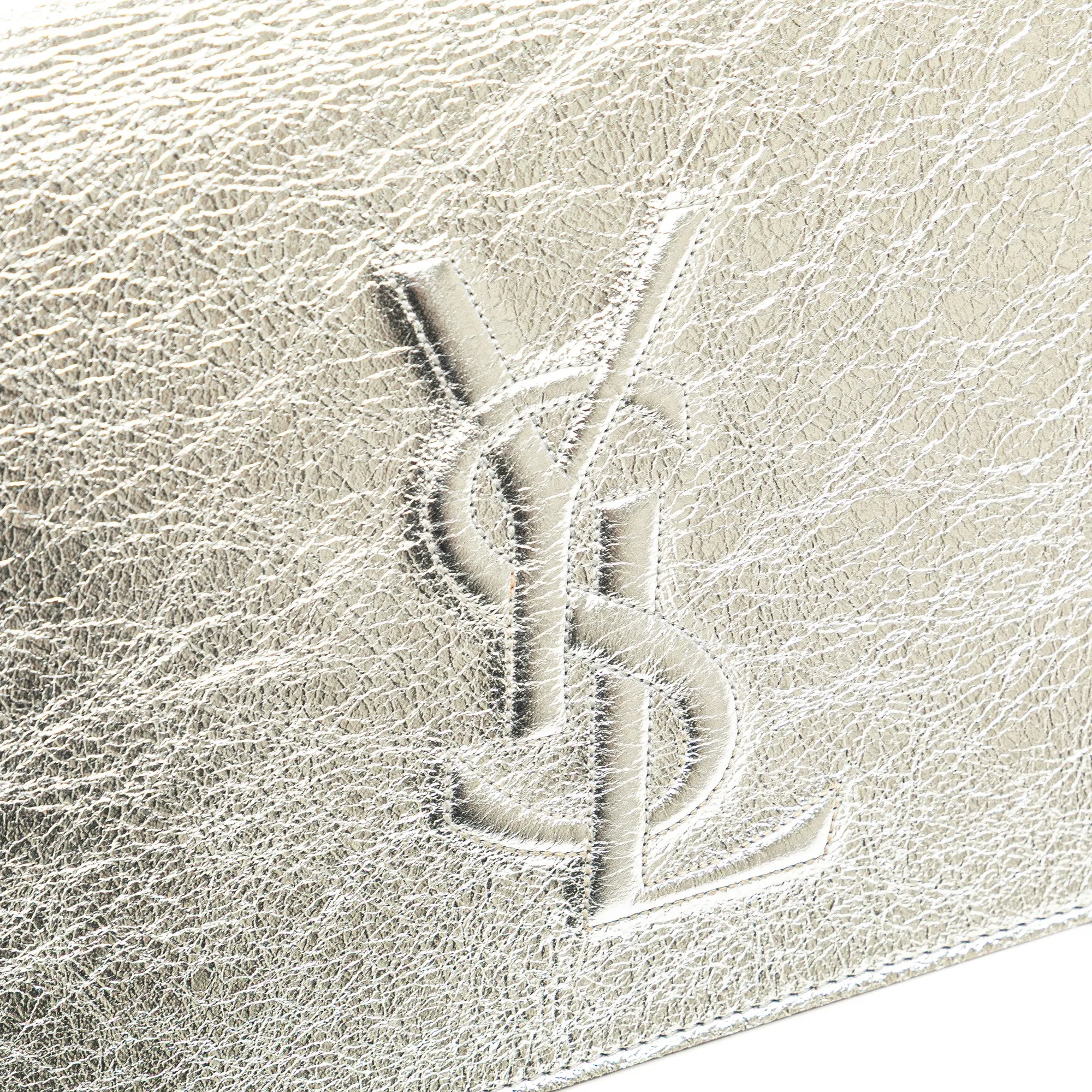 Large Metallic Calfskin Belle De Jour Clutch
