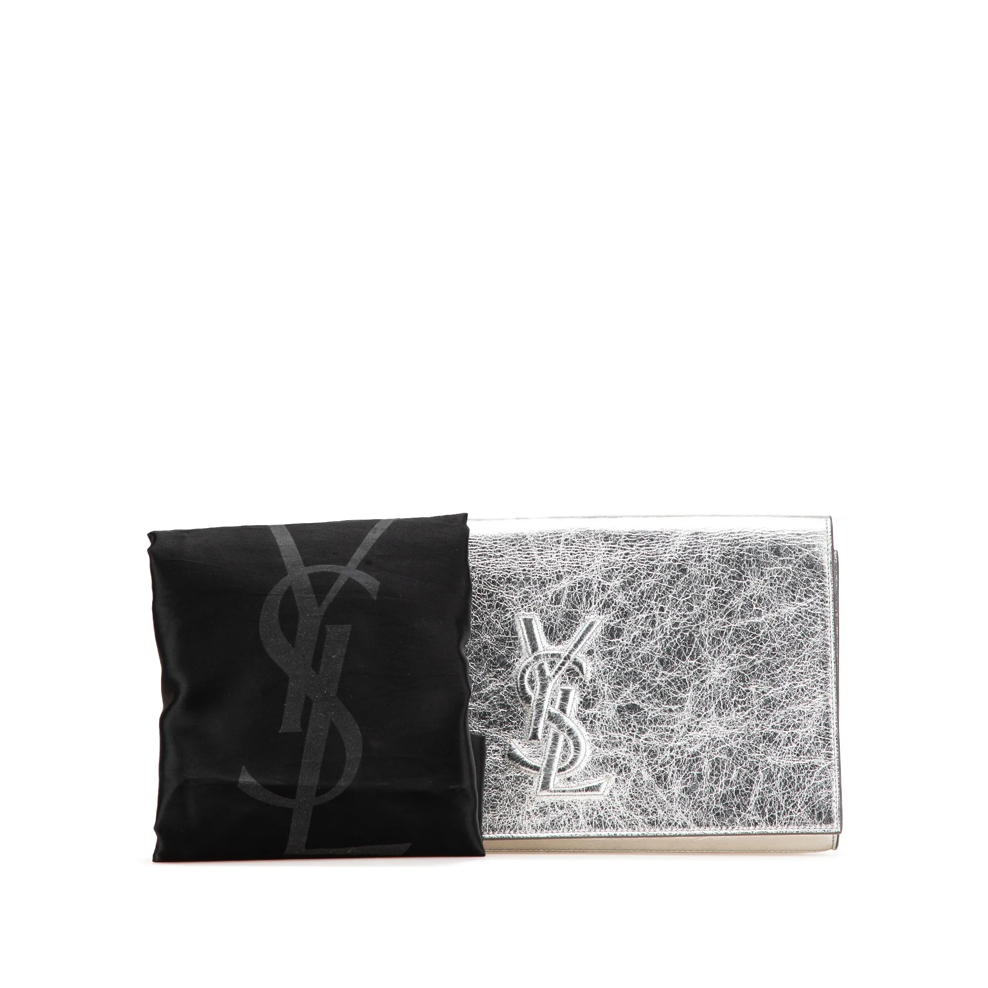Large Metallic Calfskin Belle De Jour Clutch