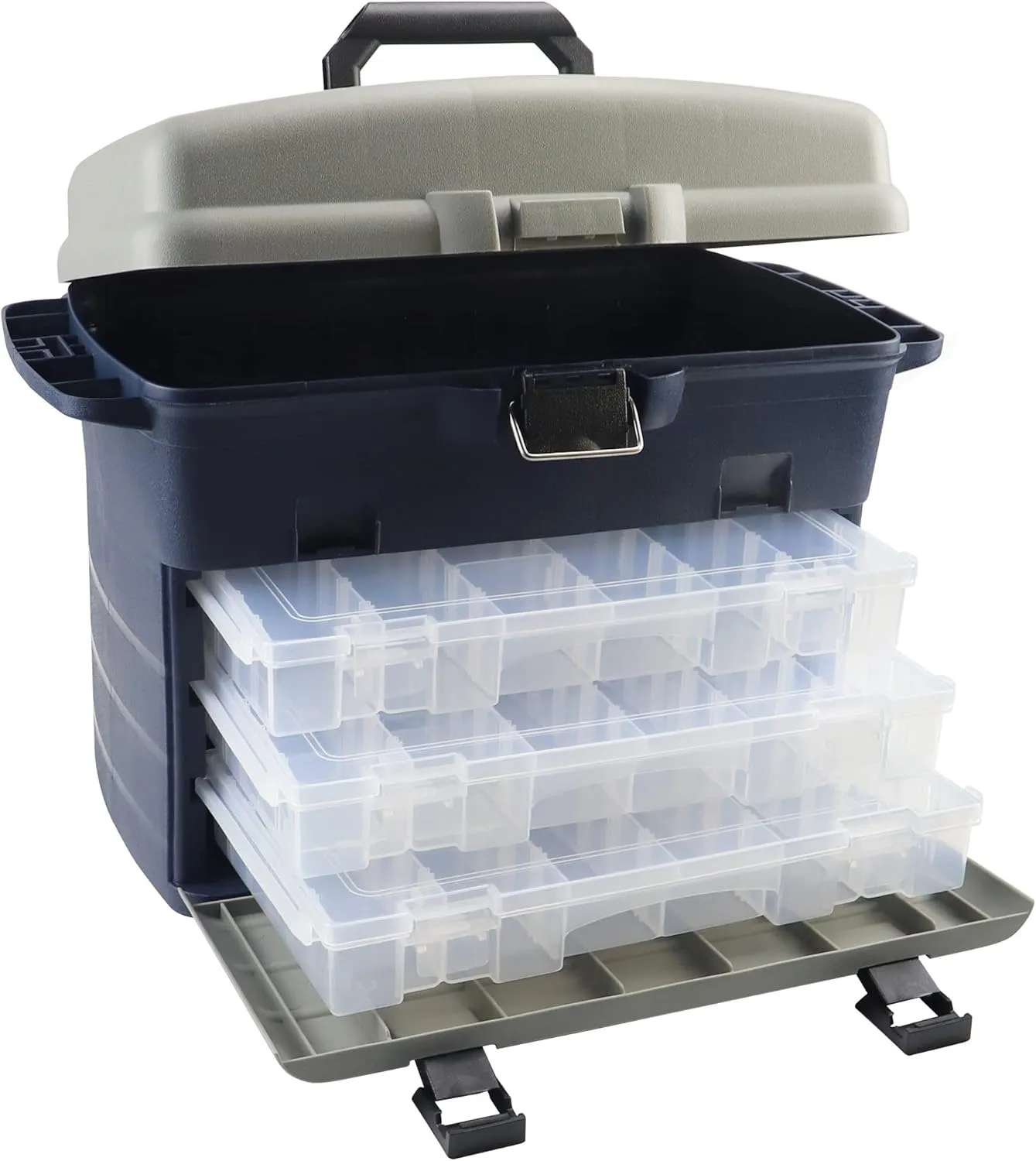 Large Tackle Box Organizers and Storage Big Fishing Tackle Box with Drawers Saltwater Catfish Fishing Tool Box 14.5 x 9.5 x 12.2inch (Light Blue)