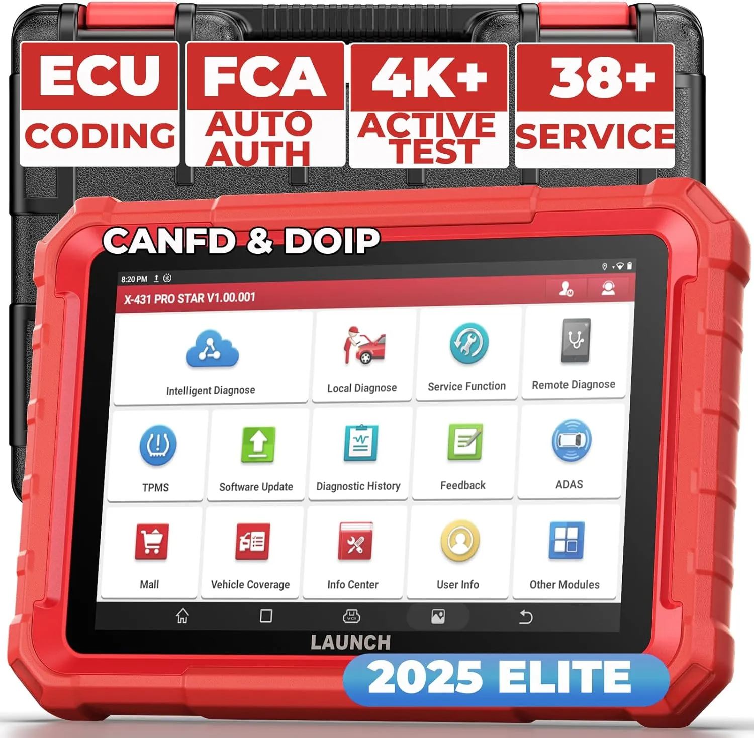 LAUNCH X431 PRO Star Bidirectional Scanner [2025 New] Elite – Full System Diagnostic Tool with ECU Coding, 38  Resets & CANFD/DOIP Support, FCA AutoAuth, 2-Yr Updates