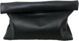 Leather Clutch Black Large Wallet Magnetic Button Purse Envelope Style Handbag