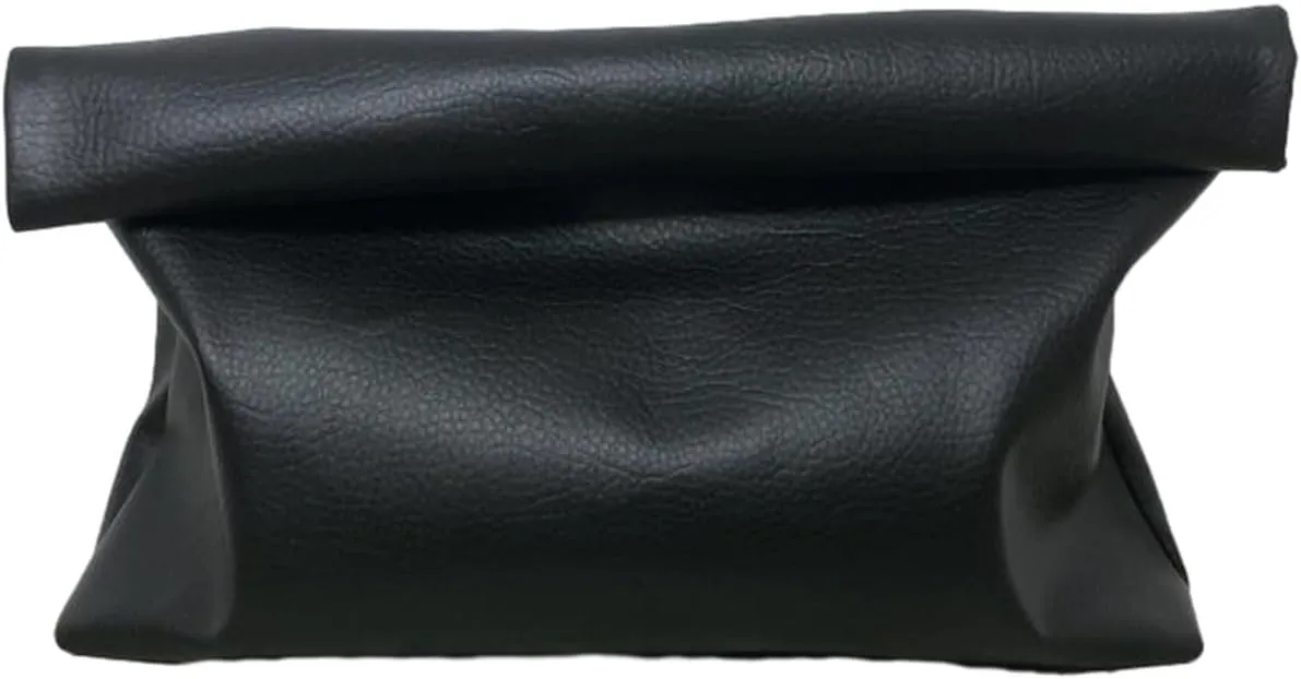 Leather Clutch Black Large Wallet Magnetic Button Purse Envelope Style Handbag