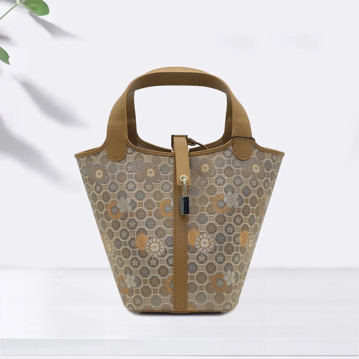 Leather Ladies Fashion Simple Handbag Designer Clutch Tote Bag for Women Ethnic Vintage Small Bucket - Vegetable Basket Bag