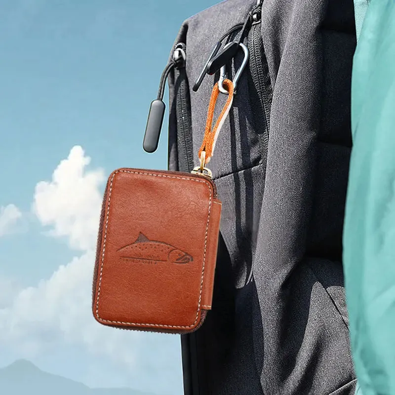 Leather-Look Fishing Lure Bag – Waterproof PU Spoon Lure Wallet for Trout and Crank Bait