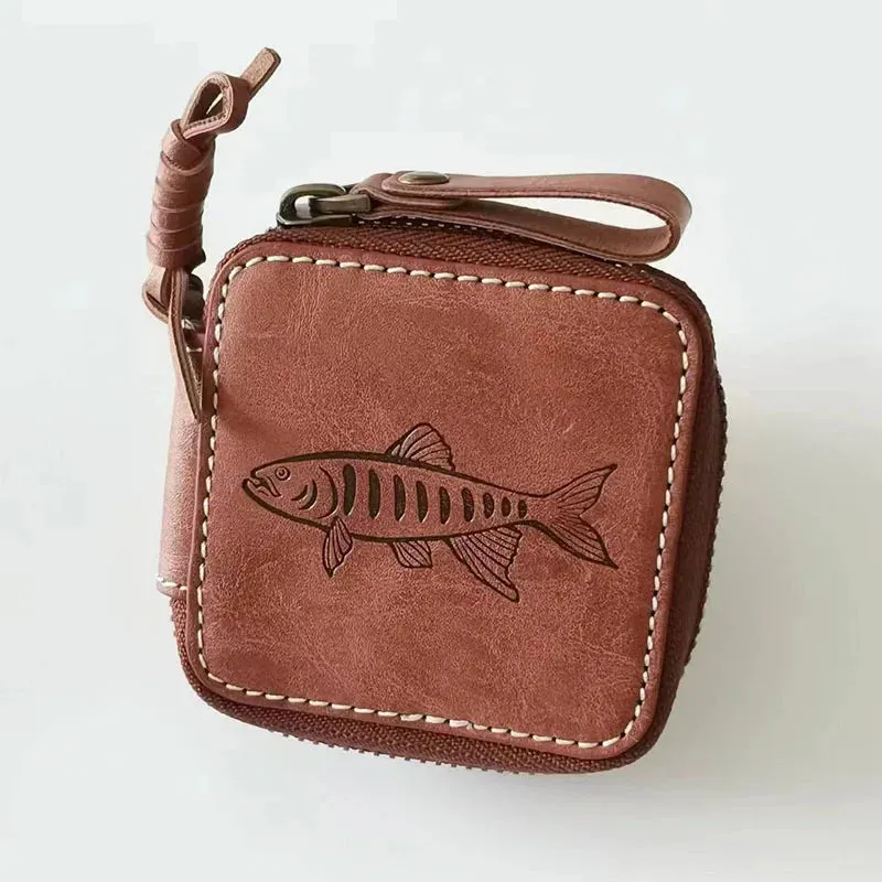 Leather-Look Fishing Lure Bag – Waterproof PU Spoon Lure Wallet for Trout and Crank Bait