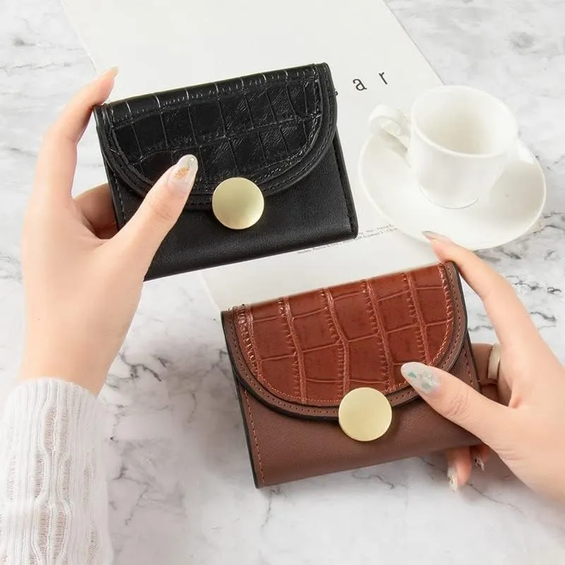 Leather Wallet Women's Pu Leather Wallet Retro Simple Short Mini Zipper Purse Clutch for Girls Fashion Cute Large Capacity Coin Pocket Large Capacity (Re,9.5x11.5cm)