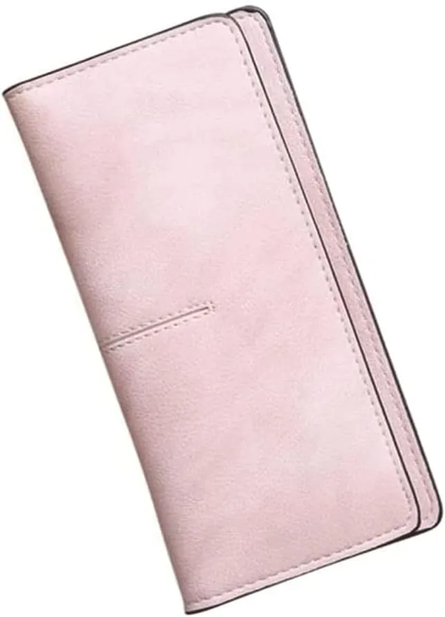 Leather Wallet Women's Pu Leather Wallet Simple Fashion Casual Long Zipper Purse Clutch for Girls Large Capacity Bi-fold Clutch Coin Pocket Large Capacity (Pk,9.5x19cm)