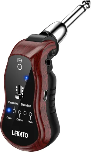 LEKATO Micro Guitar Headphone Amp, Bass Guitar Headphone Amplifier for Electric Guitar&Bass Rechargeable Bass Headphone Amplifier for Practice with 5 Effects(Clean Chorus Overdrive Distortion and Wah)