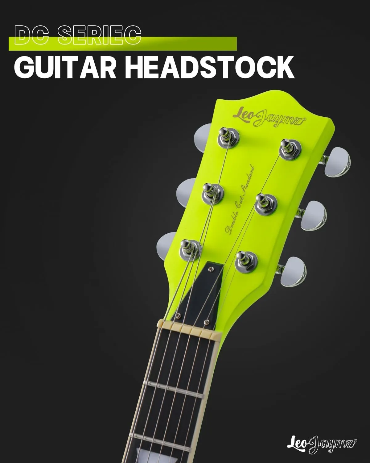 Leo Jaymz 39 Inch Solid Body Electric Guitar - Poplar Wood Body，Maple Neck and Composite Laurel Wood Fretboard (Fluorescent Green)