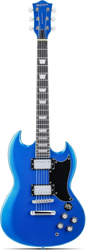 Leo Jaymz 39 Inch Solid Body Electric Guitar - Poplar Wood Body，Maple Neck and Composite Laurel Wood Fretboard (Navy Blue)
