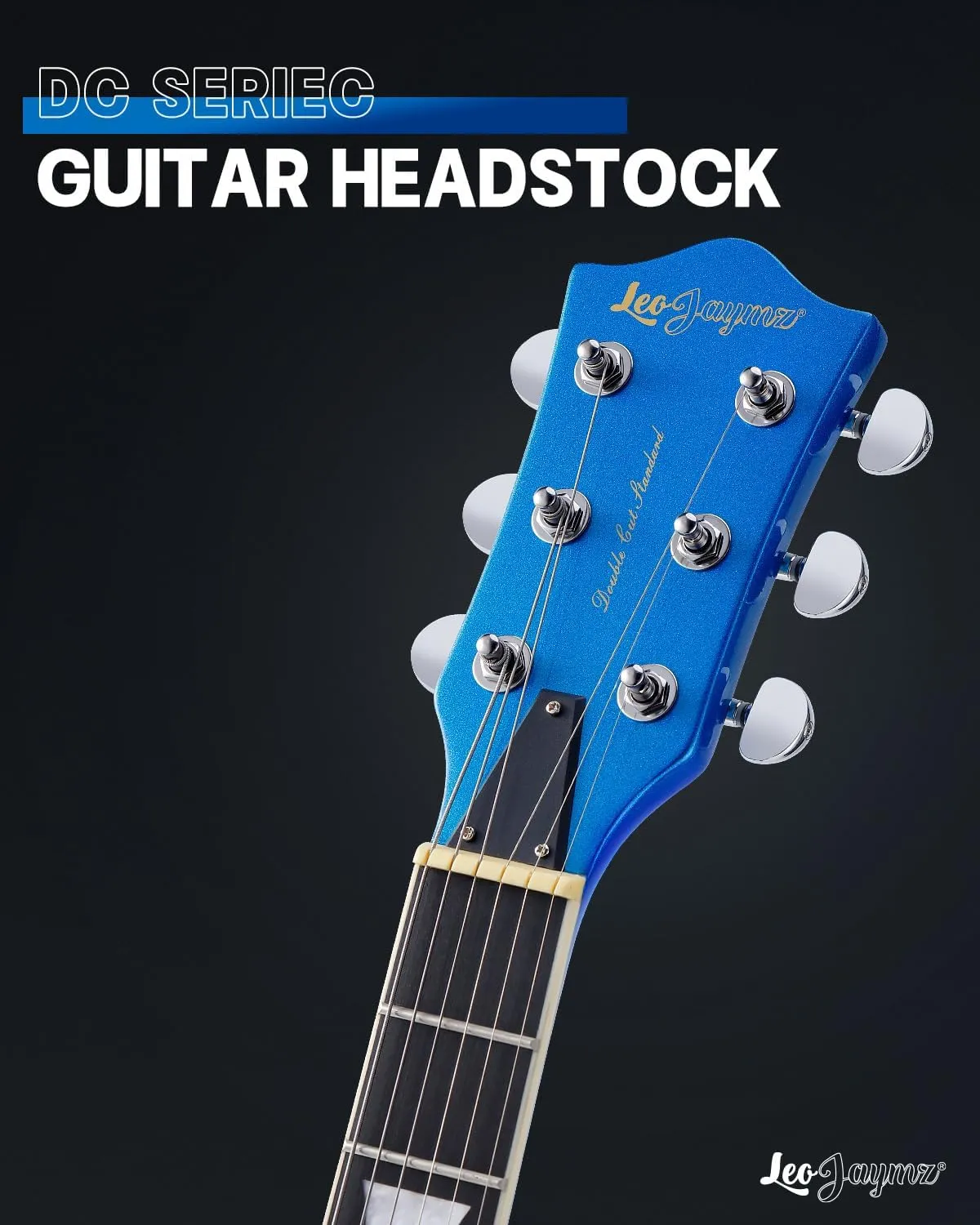 Leo Jaymz 39 Inch Solid Body Electric Guitar - Poplar Wood Body，Maple Neck and Composite Laurel Wood Fretboard (Navy Blue)