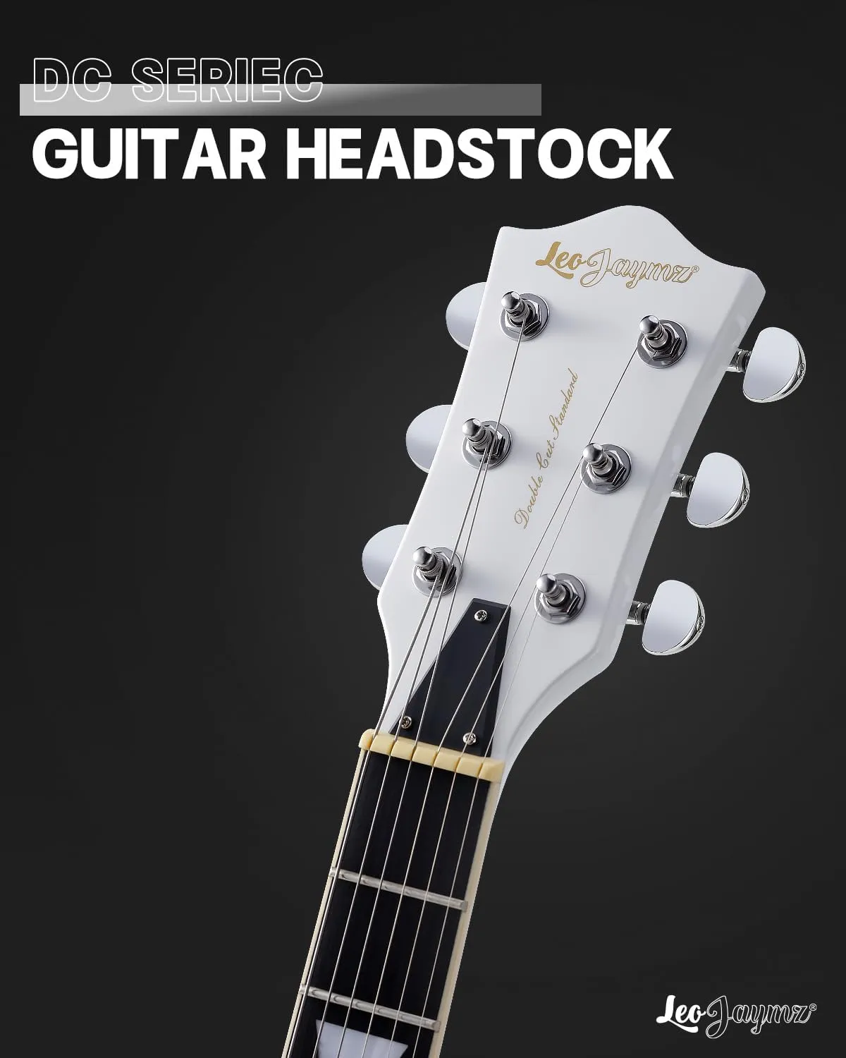 Leo Jaymz 39 Inch Solid Body Electric Guitar - Poplar Wood Body，Maple Neck and Composite Laurel Wood Fretboard (White)