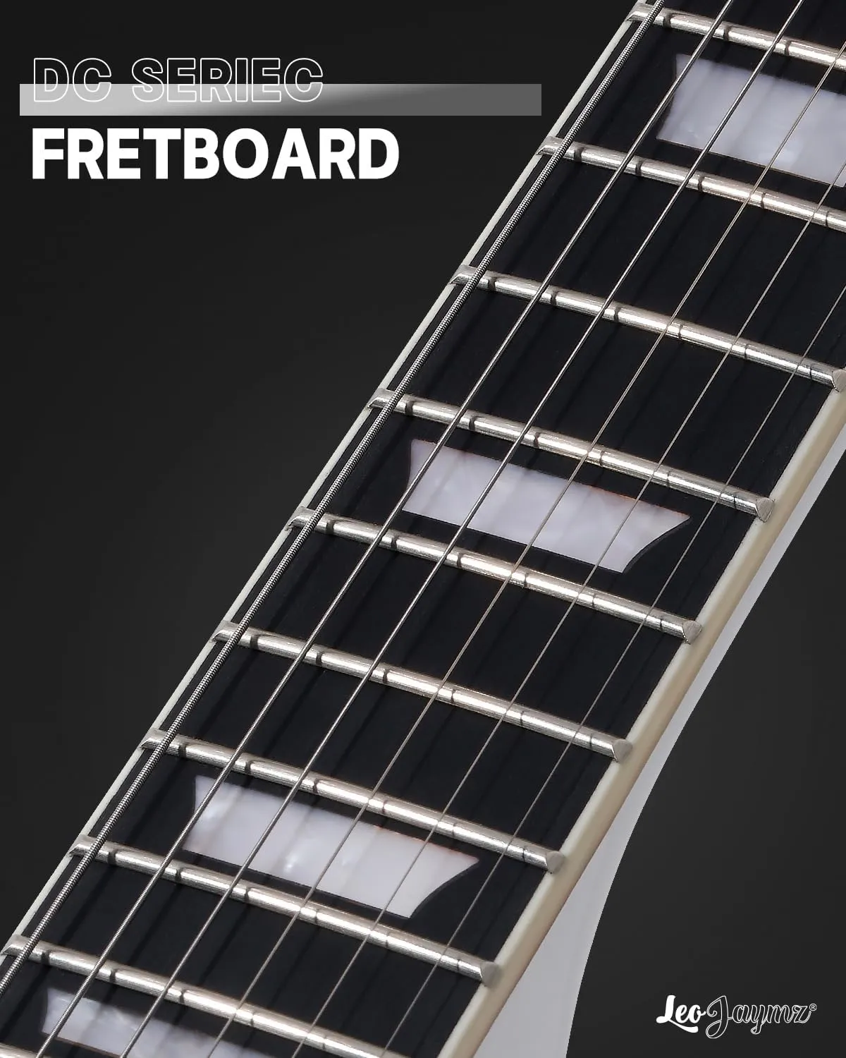 Leo Jaymz 39 Inch Solid Body Electric Guitar - Poplar Wood Body，Maple Neck and Composite Laurel Wood Fretboard (White)