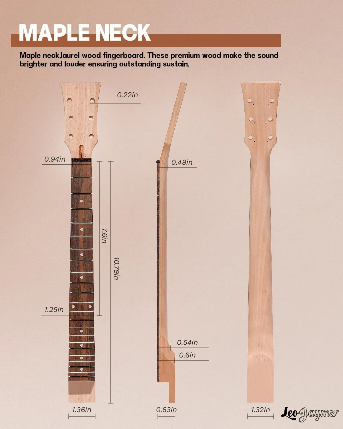 Leo Jaymz DIY Double Cut Electric Guitar Kits with Mahogany Body and Neck - Laurel Wood Fingerboard and All Components Included (DC)