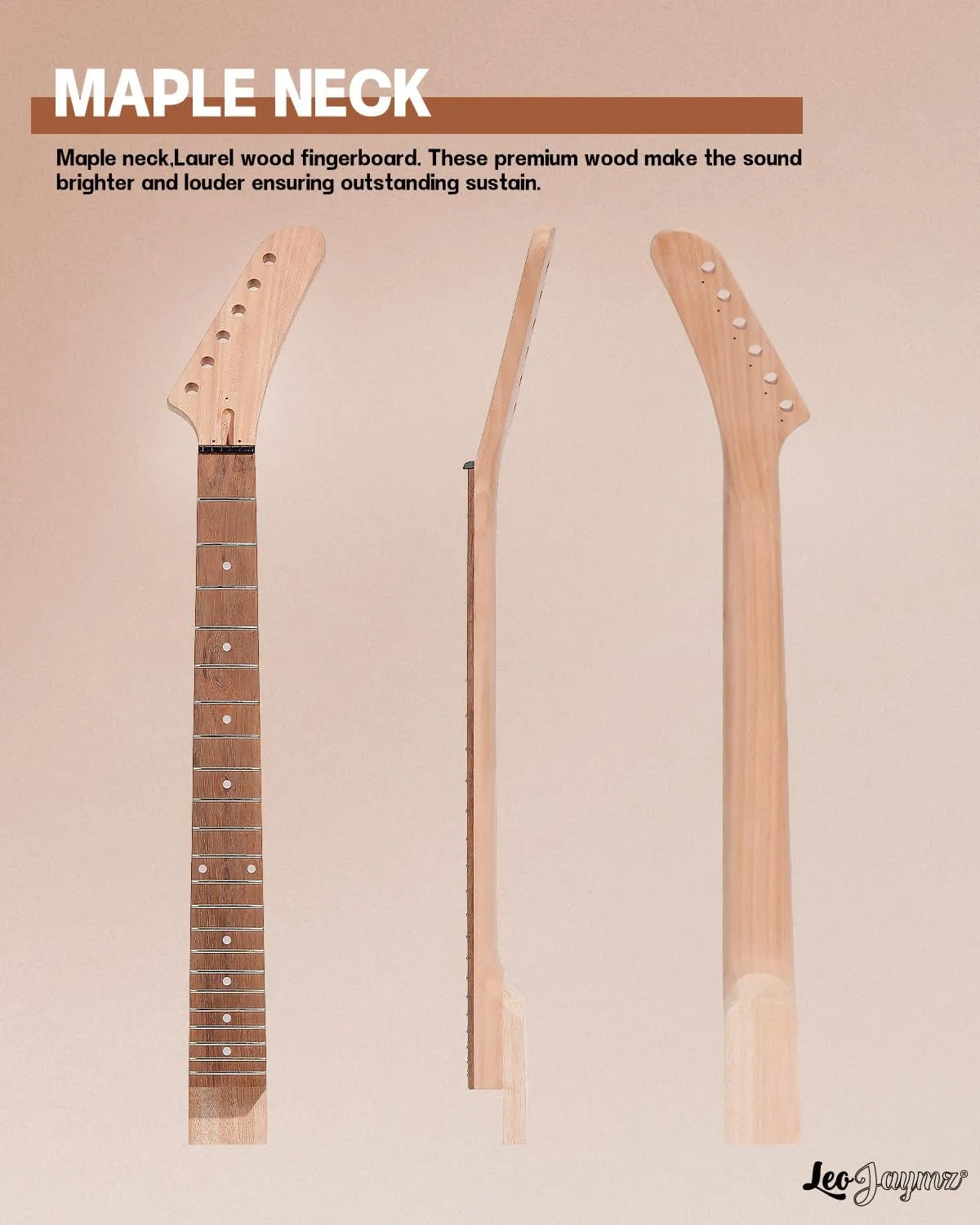 Leo Jaymz DIY Electric Guitar Kits - Mahogany Body, Mahogany Neck and Laurel Wood Fretboard - Fully Components Included (AX)