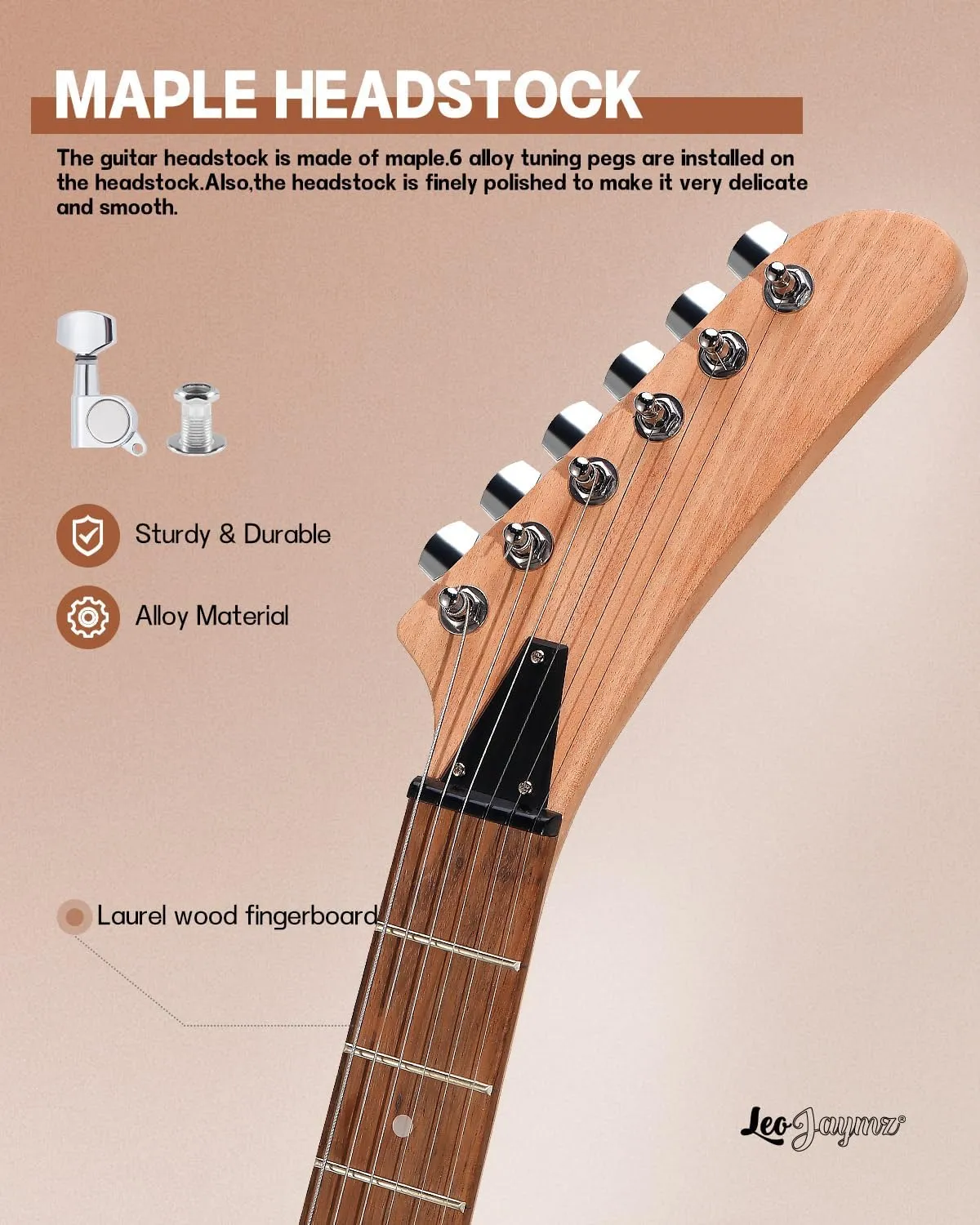 Leo Jaymz DIY Electric Guitar Kits - Mahogany Body, Mahogany Neck and Laurel Wood Fretboard - Fully Components Included (AX)