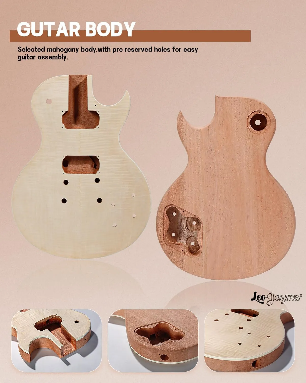 Leo Jaymz DIY Single Cut lp Electric Guitar Kits with Mahogany Body and Neck -Rosewood Fingerboard and All Components Included(SC)