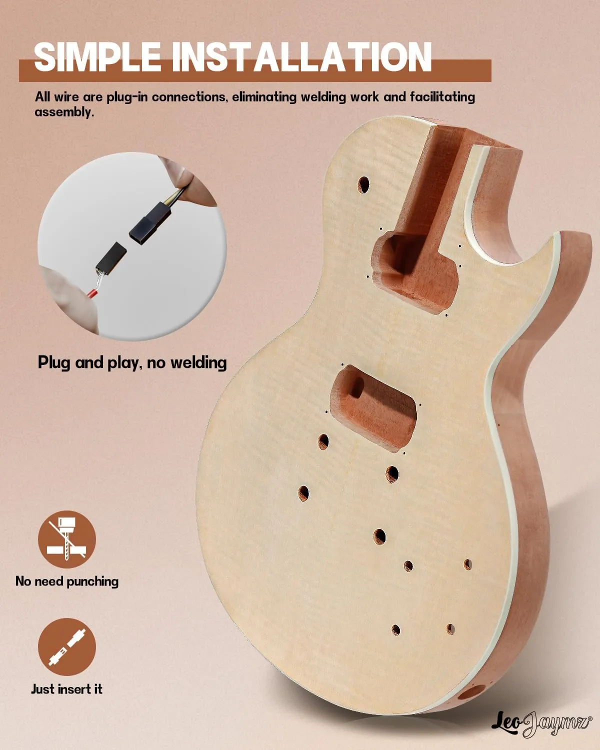 Leo Jaymz DIY Single Cut lp Electric Guitar Kits with Mahogany Body and Neck -Rosewood Fingerboard and All Components Included(SC)