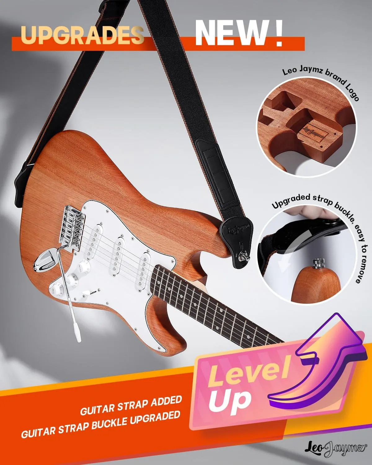 Leo Jaymz DIY ST Style Electric Guitar Kits with Mahogany Body and Maple Neck - Ebony Fingerboard and All Components Included (ST)