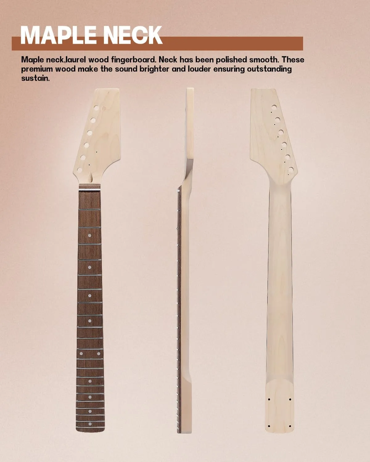 Leo Jaymz DIY ST Style Electric Guitar Kits with Mahogany Body and Maple Neck - Ebony Fingerboard and All Components Included (ST)