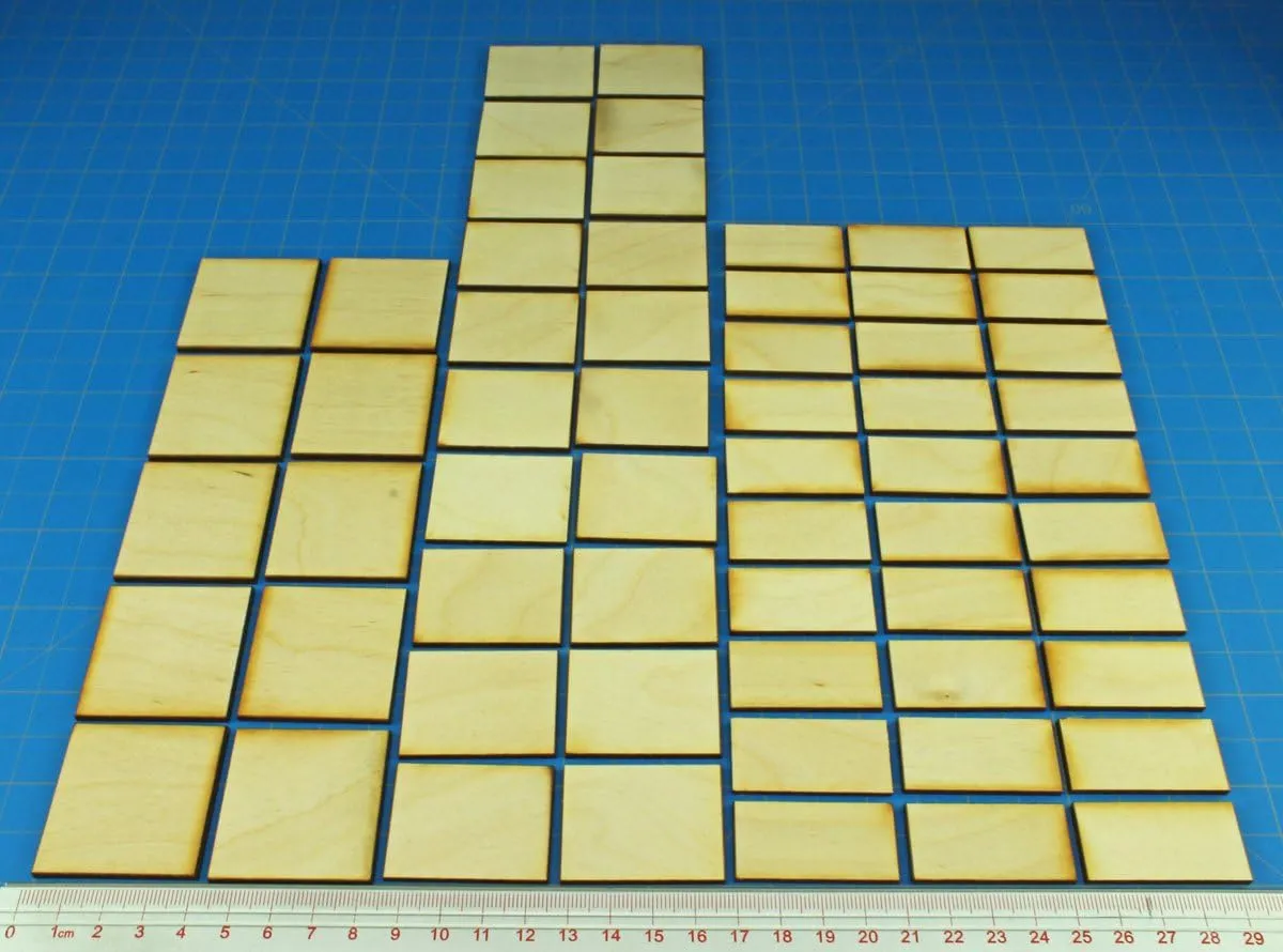 LITKO Miniature Base Set | Compatible with DBX Rules | Wargames | Role-Playing Games | Laser-Cut 3mm Plywood | 20x40mm | 30x40mm | 40x40mm (60 Pack DBX)
