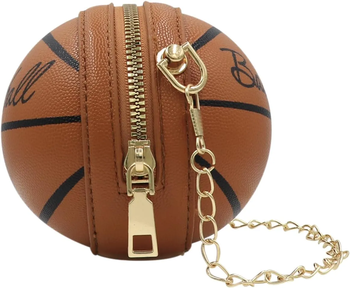 Little Girls' Basketball Letter Crossbody Mini Round Ball Shoulder Bag