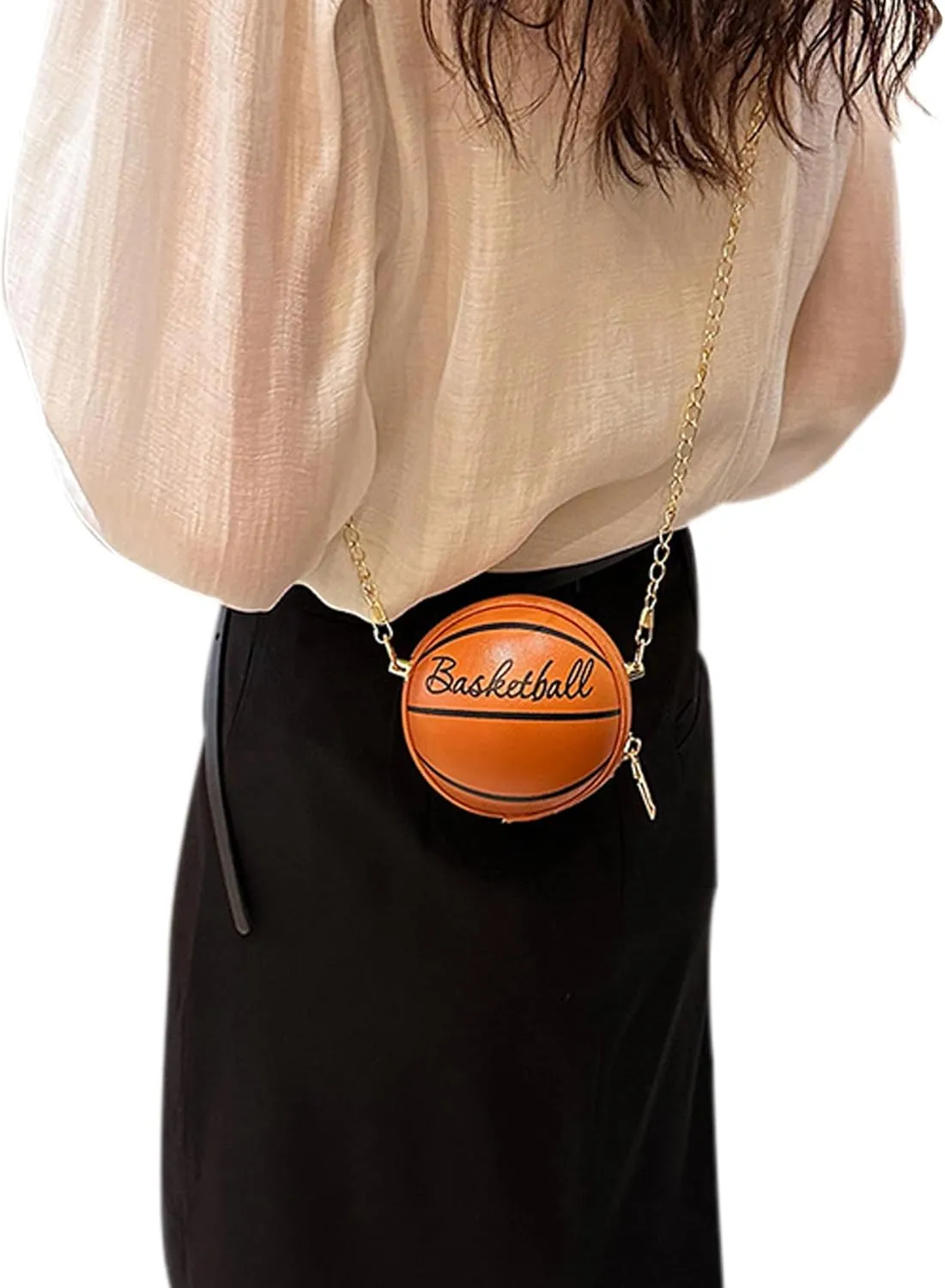 Little Girls' Basketball Letter Crossbody Mini Round Ball Shoulder Bag