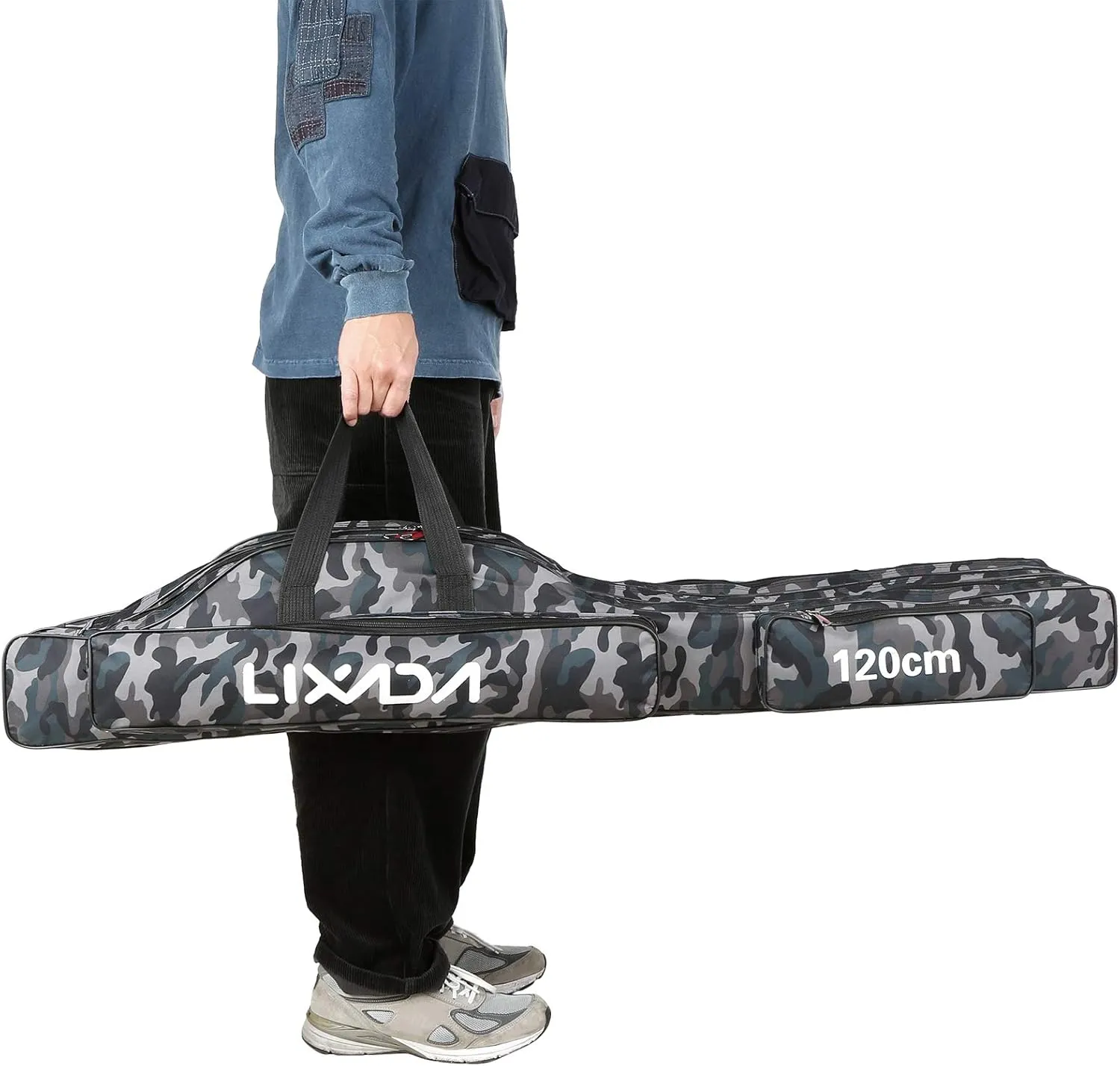 Lixada Fishing Rod Case - 3 Layers Oxford Bag, Portable Folding Carrier for Rods and Reels, Tackle Storage Travel Bag, 90cm/120cm/150cm Optional