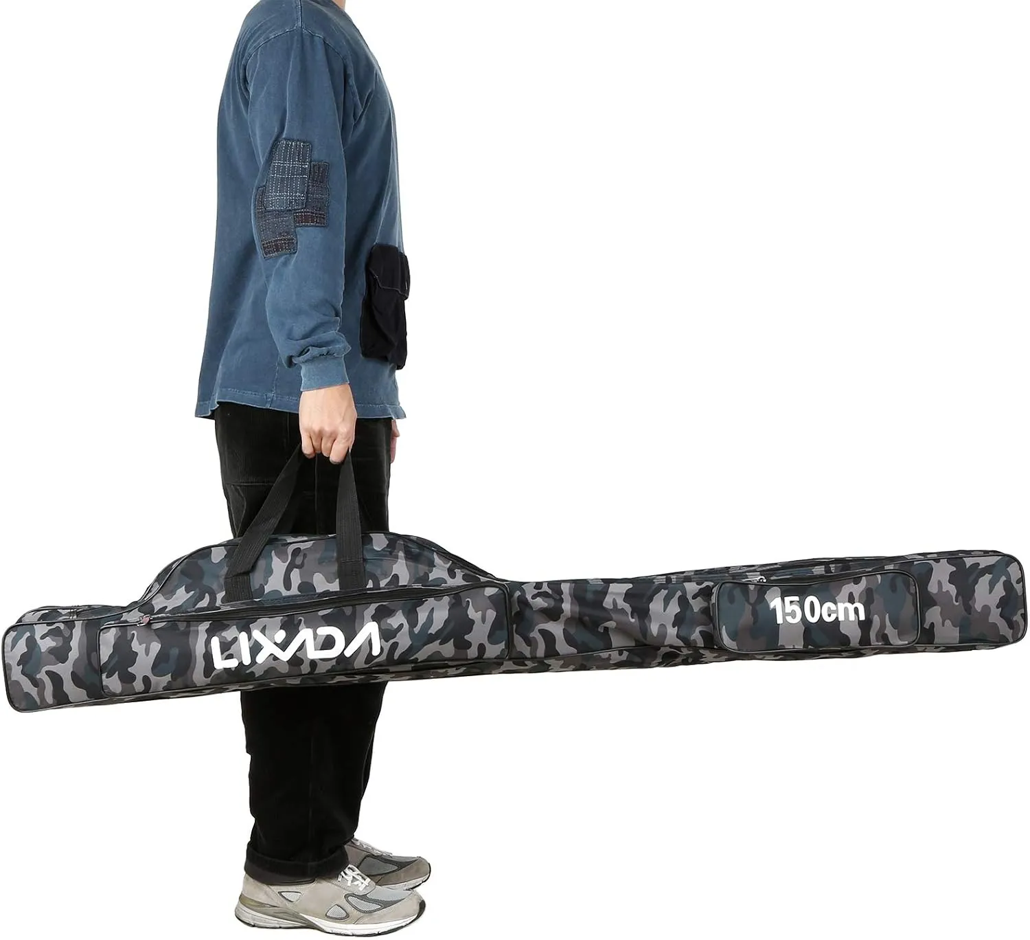 Lixada Fishing Rod Case - 3 Layers Oxford Bag, Portable Folding Carrier for Rods and Reels, Tackle Storage Travel Bag, 90cm/120cm/150cm Optional