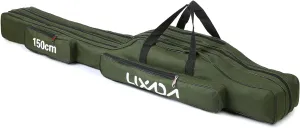 Lixada Fishing Rod Case - 3 Layers Oxford Bag, Portable Folding Carrier for Rods and Reels, Tackle Storage Travel Bag, 90cm/120cm/150cm Optional