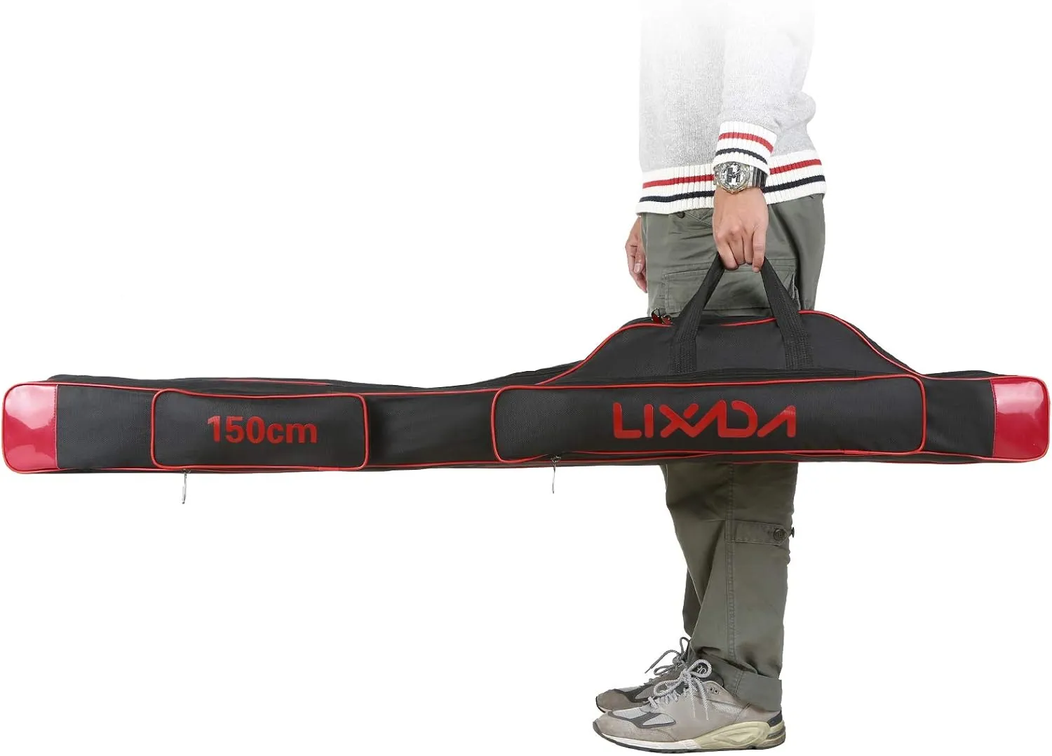 Lixada Fishing Rod Case - 3 Layers Oxford Bag, Portable Folding Carrier for Rods and Reels, Tackle Storage Travel Bag, 90cm/120cm/150cm Optional