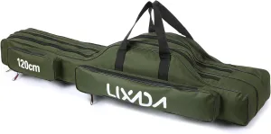Lixada Fishing Rod Case - 3 Layers Oxford Bag, Portable Folding Carrier for Rods and Reels, Tackle Storage Travel Bag, 90cm/120cm/150cm Optional
