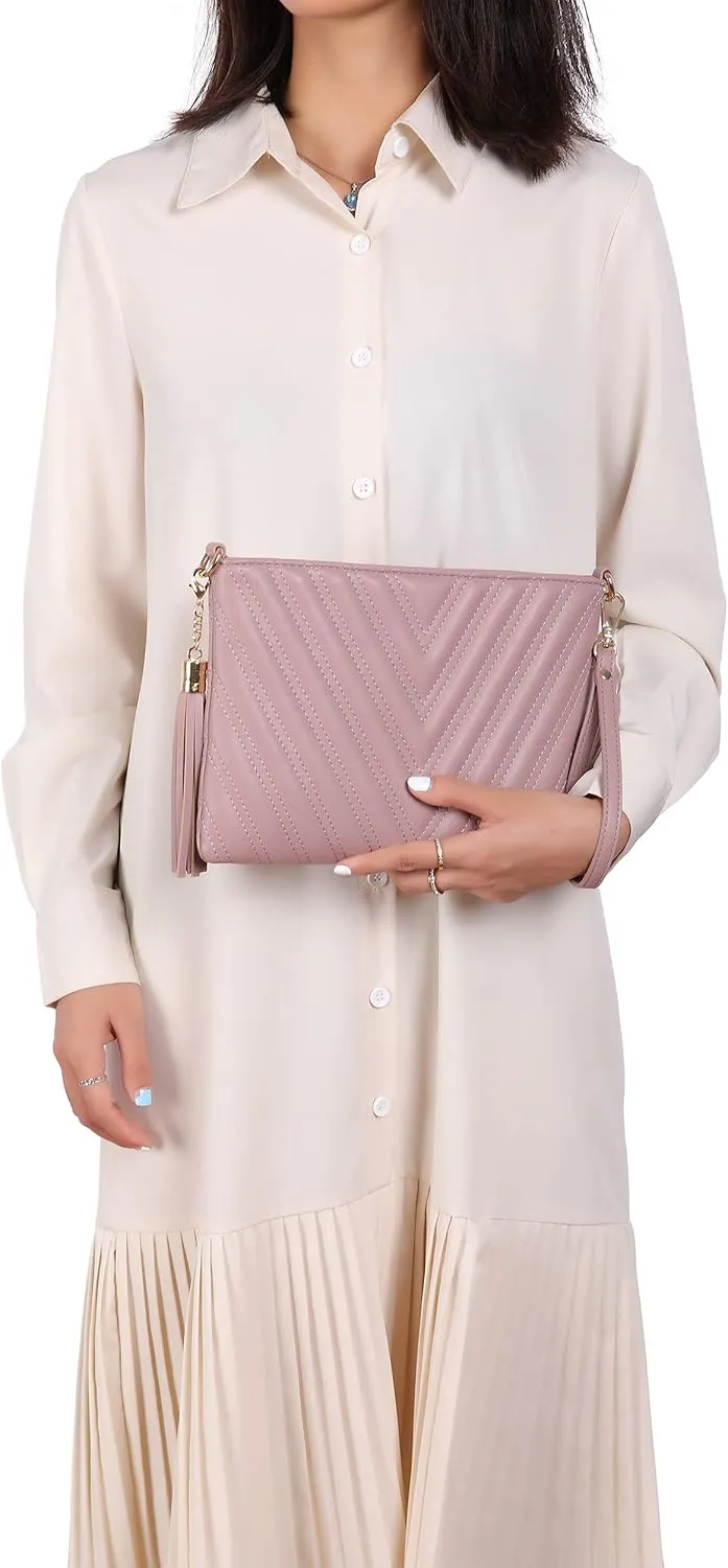 lola mae Women's Wristlet Handbags Simple Quilted Small Clutch Crossbody Bag