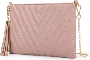 lola mae Women's Wristlet Handbags Simple Quilted Small Clutch Crossbody Bag