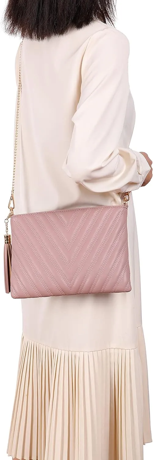 lola mae Women's Wristlet Handbags Simple Quilted Small Clutch Crossbody Bag