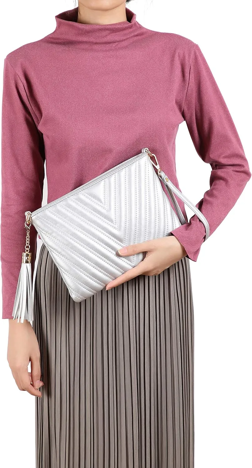 lola mae Women's Wristlet Handbags Simple Quilted Small Clutch Crossbody Bag