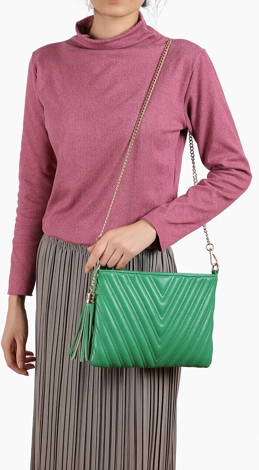 lola mae Women's Wristlet Handbags Simple Quilted Small Clutch Crossbody Bag