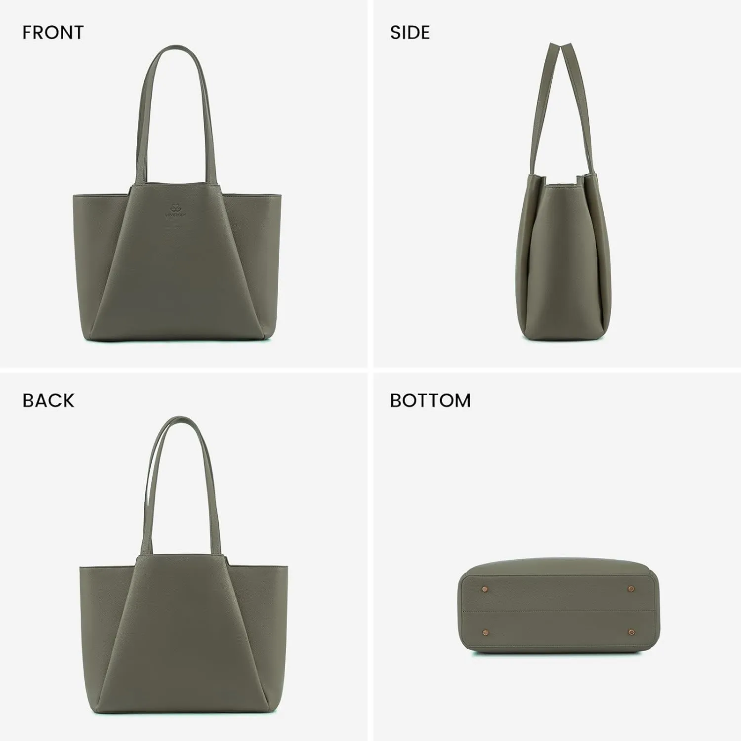 LOVEVOOK Laptop Tote Bag for Women 15.6 Inch Work Bag Leather Laptop Bag with Clutch, Large Capacity Office Purse Computer Briefcase Shoulder Bag for Casual Business Travel, Dark Green