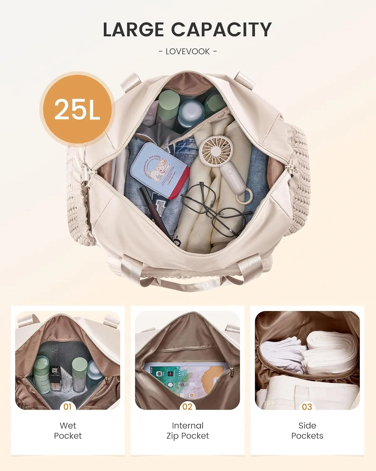 LOVEVOOK Travel Duffle Bag Gym Bag, Quilted Weekender Bags for Women Overnight Bag, Hospital Bag for Women Labor Delivery, Personal Item Travel Carry on Bag for Airplanes