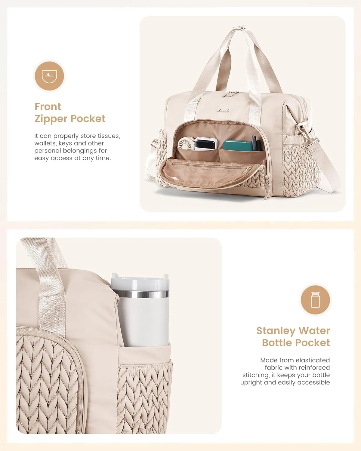 LOVEVOOK Travel Duffle Bag Gym Bag, Quilted Weekender Bags for Women Overnight Bag, Hospital Bag for Women Labor Delivery, Personal Item Travel Carry on Bag for Airplanes