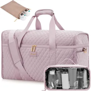 LOVEVOOK Travel Duffle Bag, Weekender Bags For Women, Carry On Duffel Bags For Airplanes, Overnight Bag With Toiletry Bag, Hospital Bag for Labor and Delivery, Yoga Gym Bag with Wet Pocket, 3Pcs Set