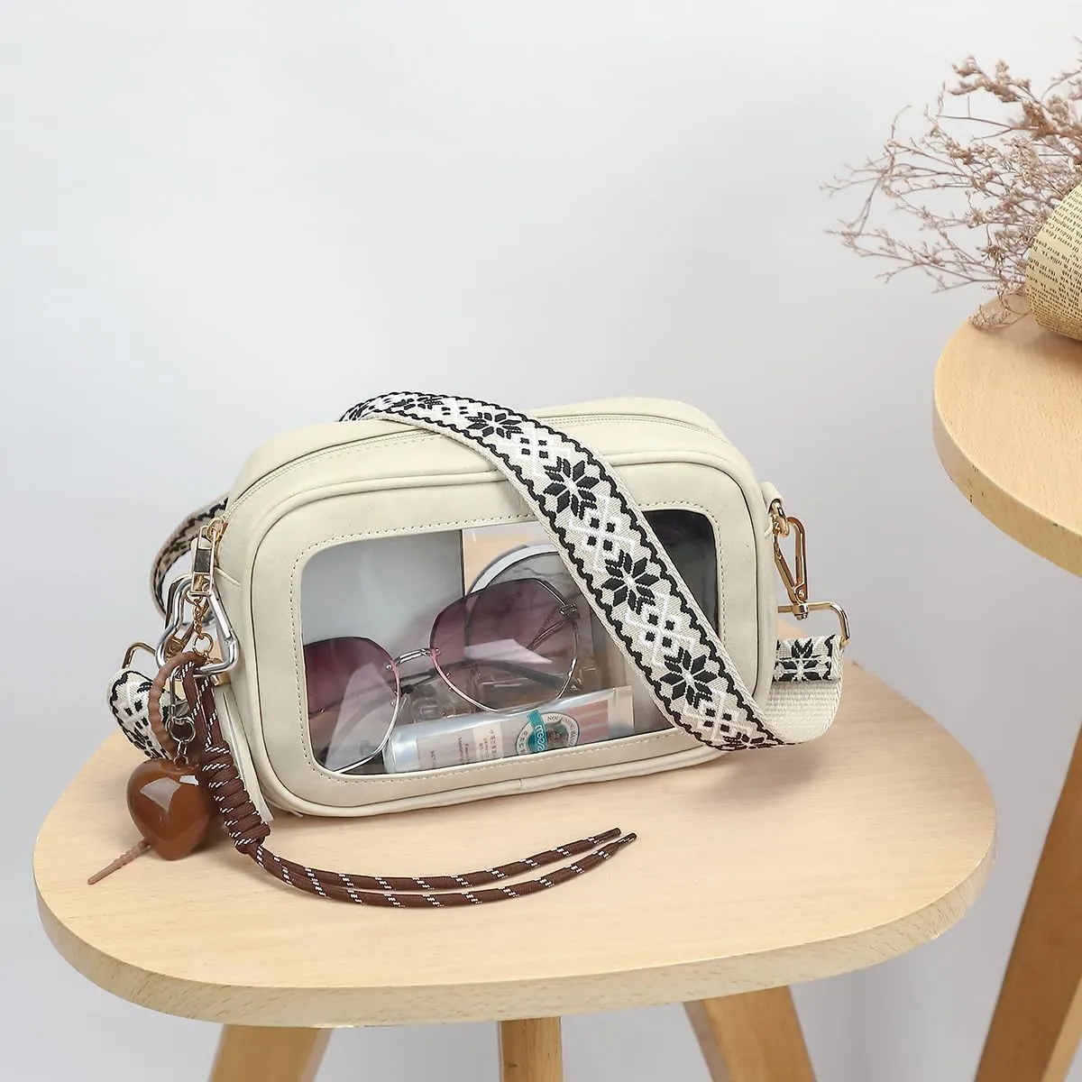 LOXOMU Clear Stadium Bags for Women, Small Clear Crossbody Bag Stadium Approved, Cute Clear Stadium Purse for Concerts