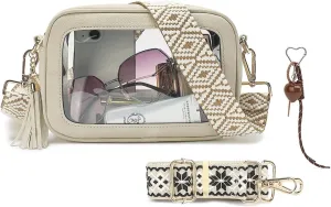 LOXOMU Clear Stadium Bags for Women, Small Clear Crossbody Bag Stadium Approved, Cute Clear Stadium Purse for Concerts