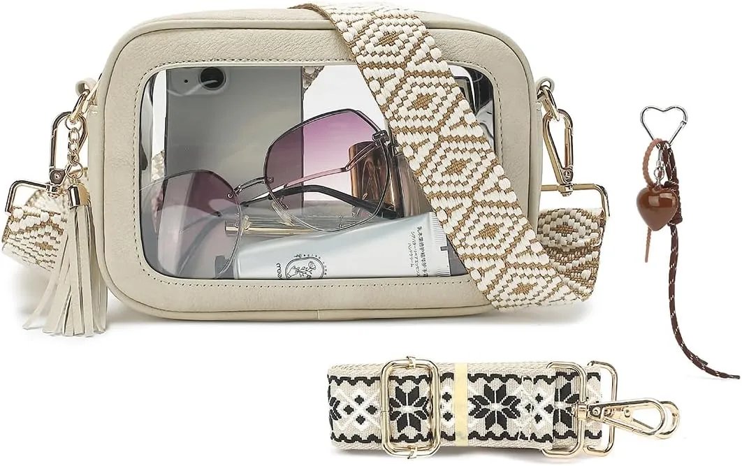 LOXOMU Clear Stadium Bags for Women, Small Clear Crossbody Bag Stadium Approved, Cute Clear Stadium Purse for Concerts
