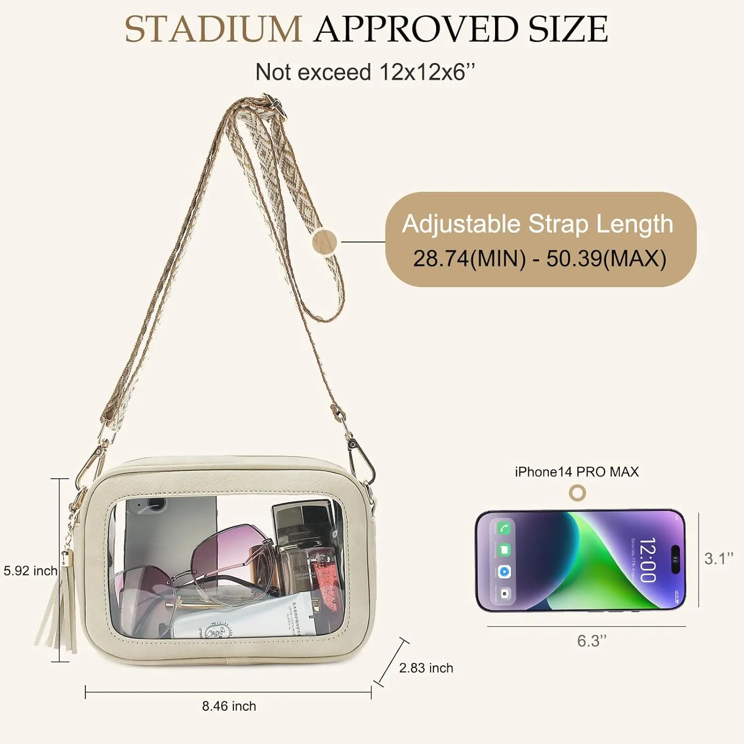 LOXOMU Clear Stadium Bags for Women, Small Clear Crossbody Bag Stadium Approved, Cute Clear Stadium Purse for Concerts