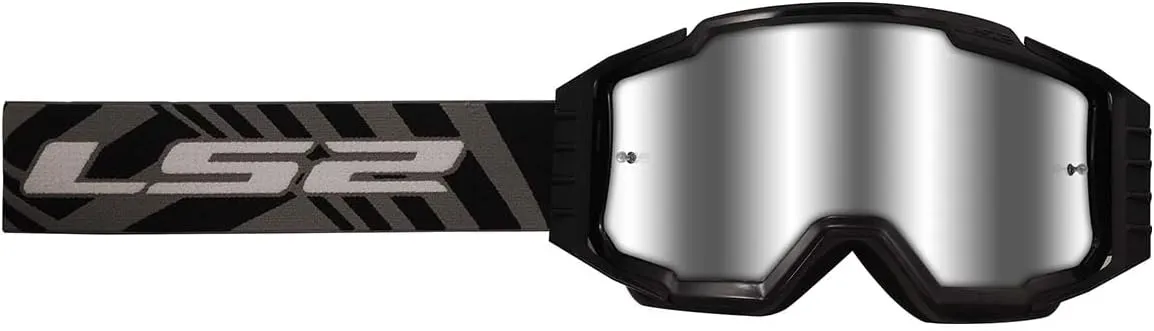 LS2 Helmets Charger Pro Motorcycle OTG Goggle (Black with Silver Iridium Lens)