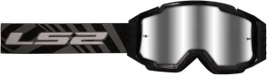 LS2 Helmets Charger Pro Motorcycle OTG Goggle (Black with Silver Iridium Lens)