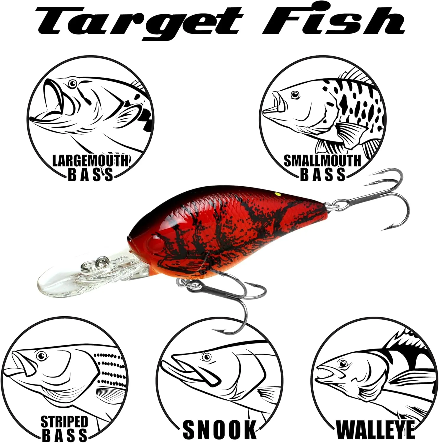LUCKY CRAFT 1.5DD DRS, DEEP Diver, Deep Rattle Sound, Crankbait Fishing Lures, Deep Diving Lures, 7-8ft Depth, Freshwater Fishing Gear, Accessory, Tackle, Bass, Pike, Snook, Redfish