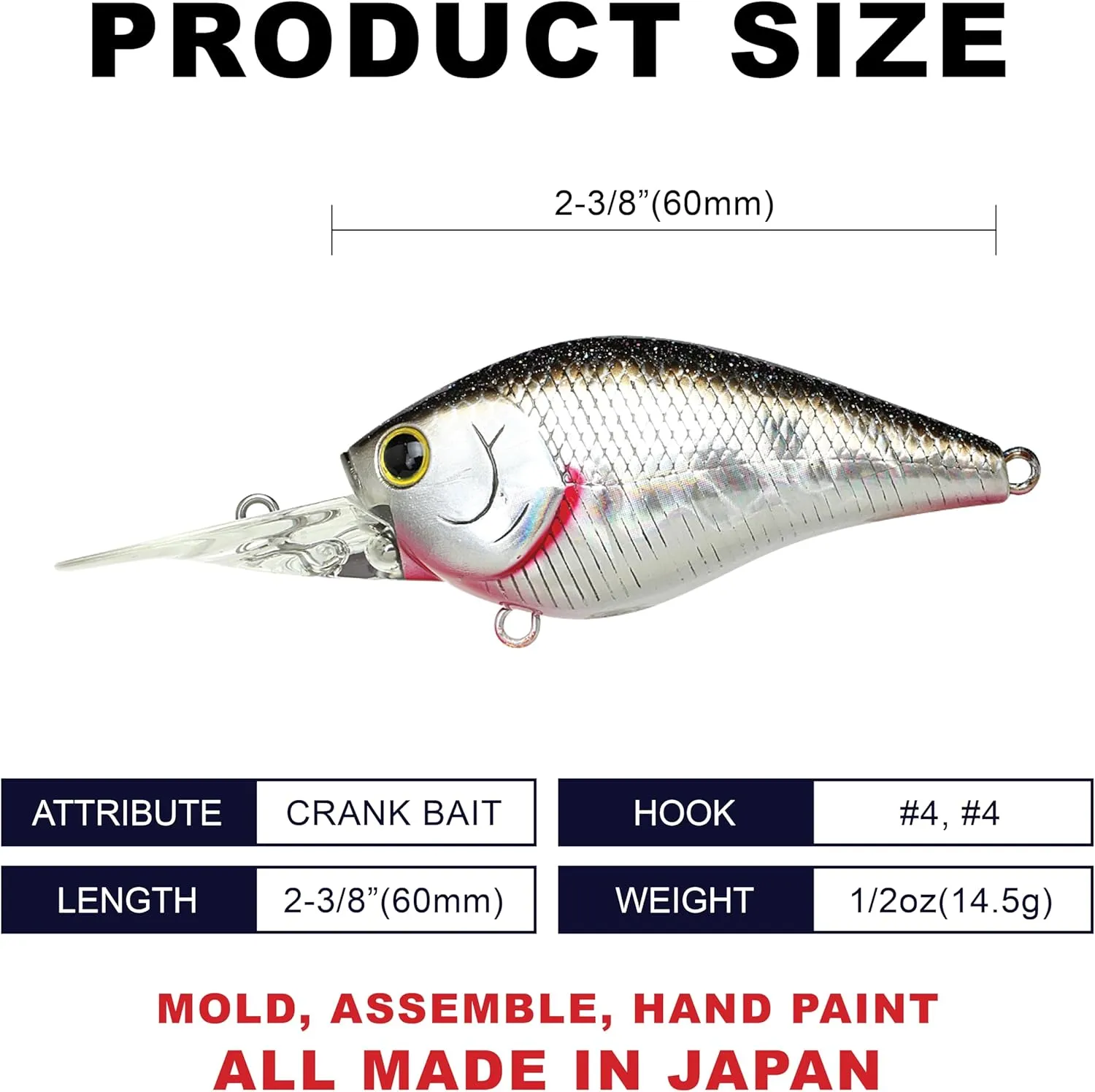 LUCKY CRAFT 1.5DD DRS, DEEP Diver, Deep Rattle Sound, Crankbait Fishing Lures, Deep Diving Lures, 7-8ft Depth, Freshwater Fishing Gear, Accessory, Tackle, Bass, Pike, Snook, Redfish