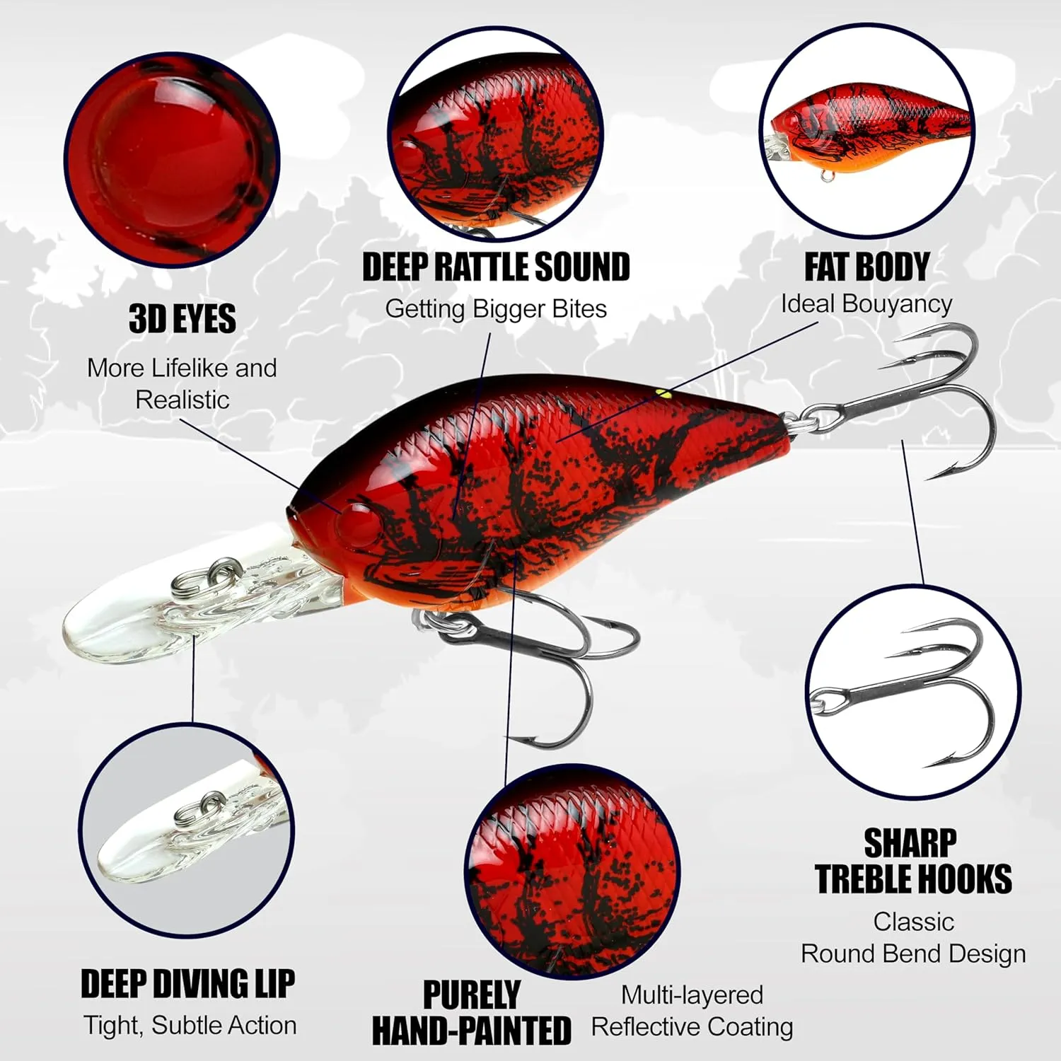 LUCKY CRAFT 1.5DD DRS, DEEP Diver, Deep Rattle Sound, Crankbait Fishing Lures, Deep Diving Lures, 7-8ft Depth, Freshwater Fishing Gear, Accessory, Tackle, Bass, Pike, Snook, Redfish